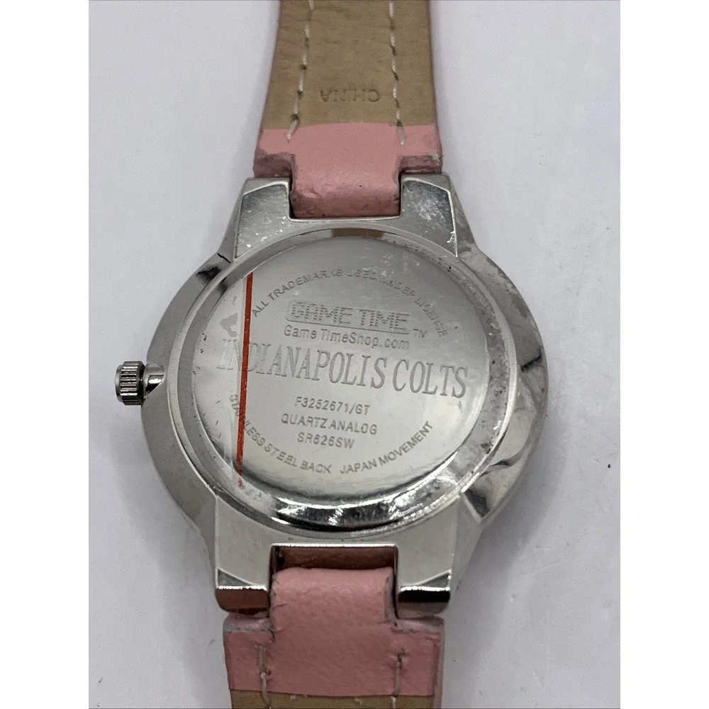 Indianapolis Colts Women's‎ Watch Game Time NFL Pink Leather Band- New Battery